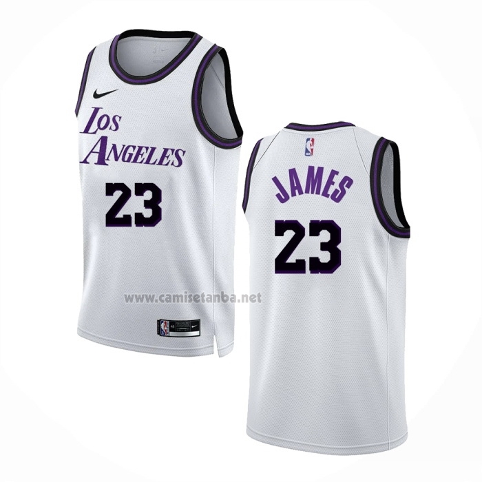 Camiseta Los Angeles Lakers LeBron James #23 Ciudad 2022-23 Blanco